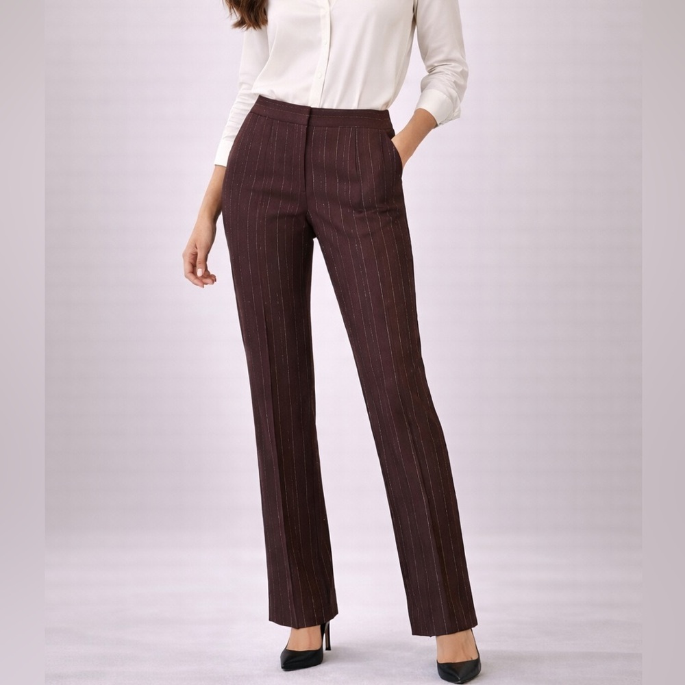 The Limited Purple Metallic Pinstripe Boot-Cut Trousers